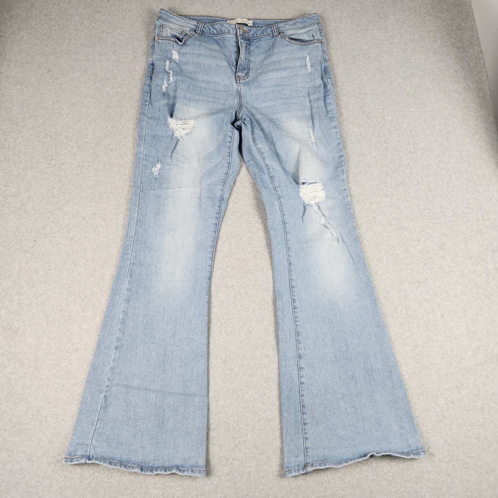 Cato C EST 1946 Denim Flare Jeans Womens 12 Blue High Rise Boho Streetwear